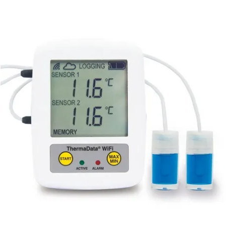 Daugkartinis temperatūros registratorius ThermaData Pharm skirtas vakcinų, vaistų ir kitų medicinos produktų stebėjimui ETI 298-111-PHM