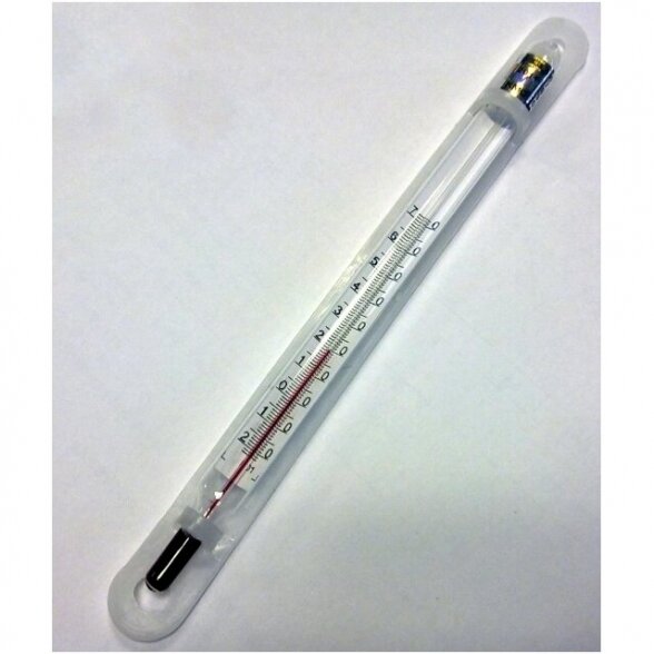 Stiklinis termometras TS-10 su apsauga (nuo -30°C iki +100°C) SU METROLOGINE PATIKRA (Ukraina) 1