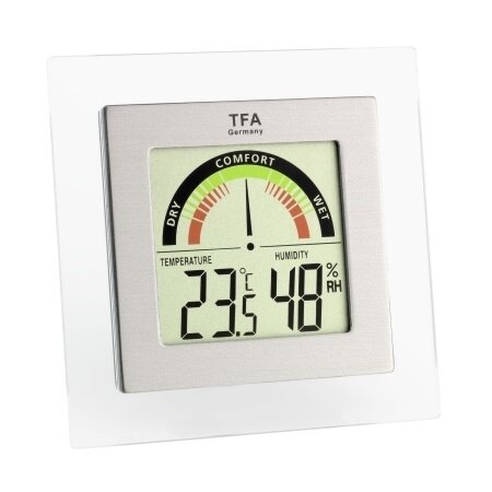 Termometras-higrometras su komforto lygio indikatoriumi su METROLOGINE PATIKRA TFA 30-5023
